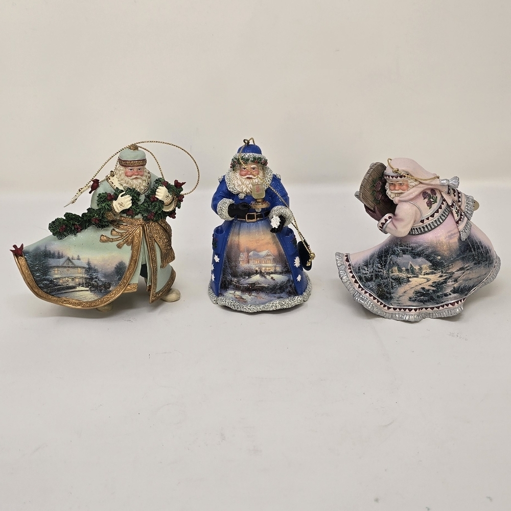 Vtg Ashton Drake Thomas Kinkade old world santa ornament collection set of 3 - Picture 2 of 9